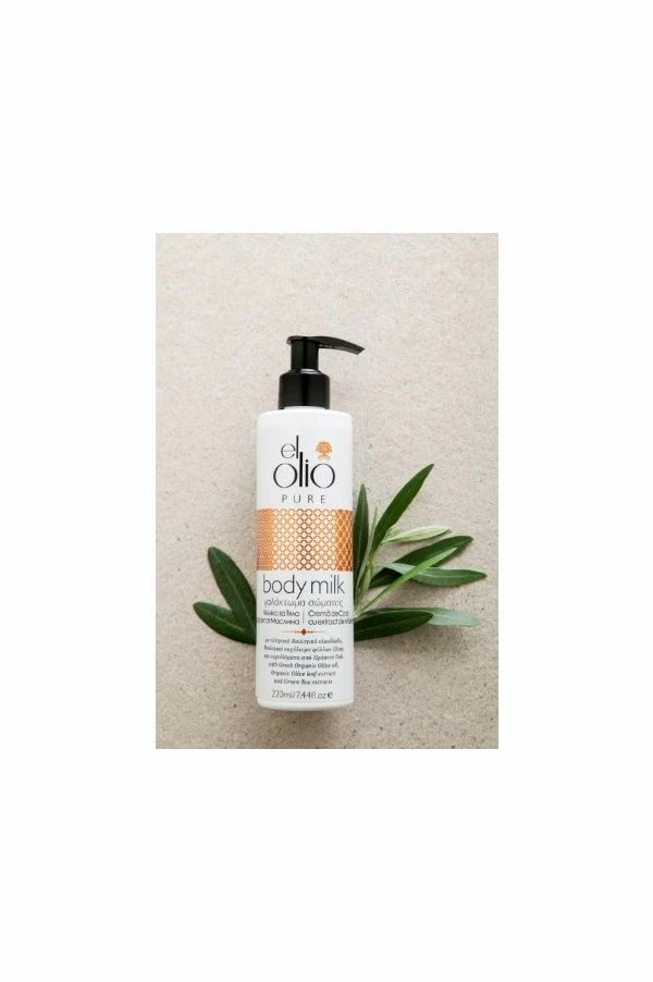 Vendora El Olio Pure-Body Milk 250ml από ελληνικό βιολογικό Ελαιόλαδο, Ελληνικό Βιολογικό Εκχυλίσμα Φύλλων Ελιάς & Πράσινου τσαγιού